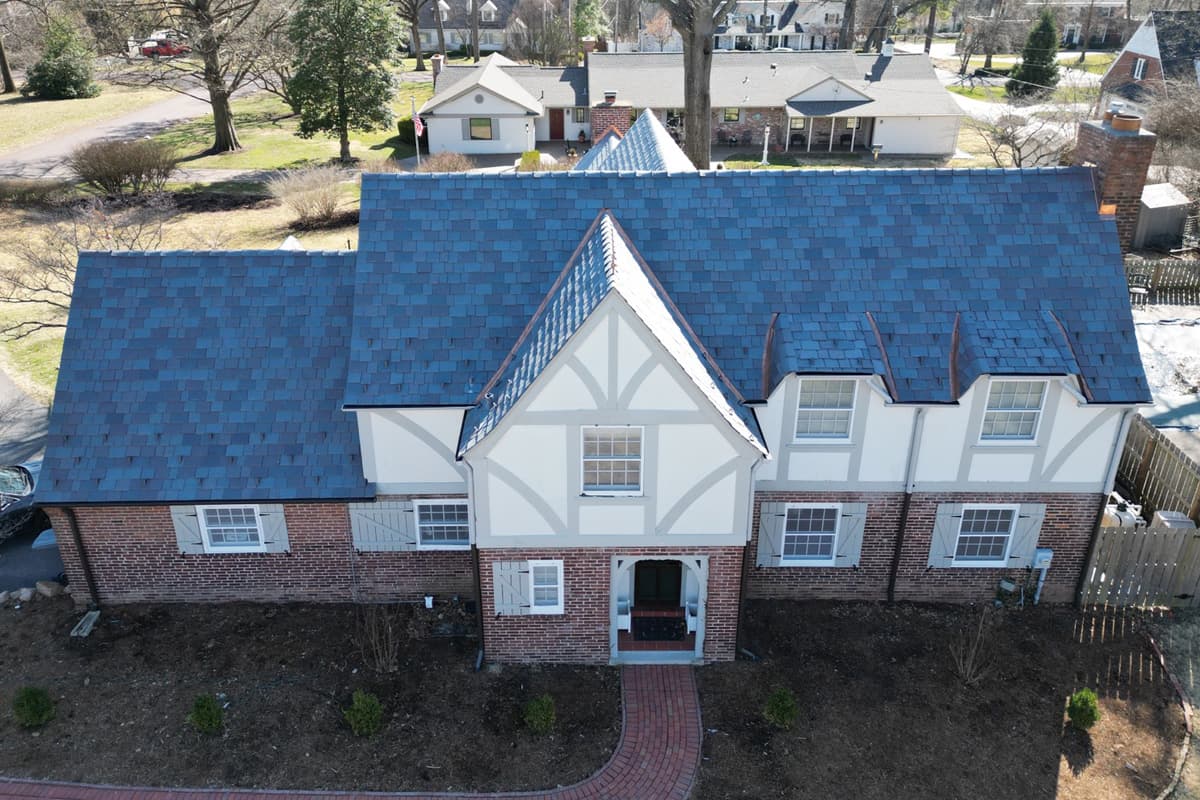 After — Tudor Revival Architectural Shingle Replacement — Historic Residence