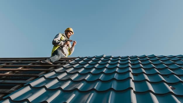 Roofer working on a residential roof installation